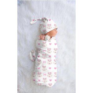 Pink Coquette Halloween Ghost Newborn Baby Swaddle Set Hospital Outfit Soft